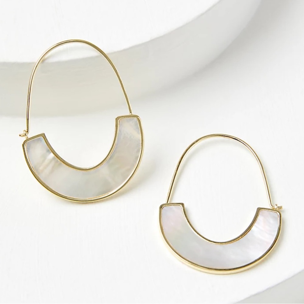 NWT Loft Metallic Teardrop Hoop Earrings in Mother of Pearl
